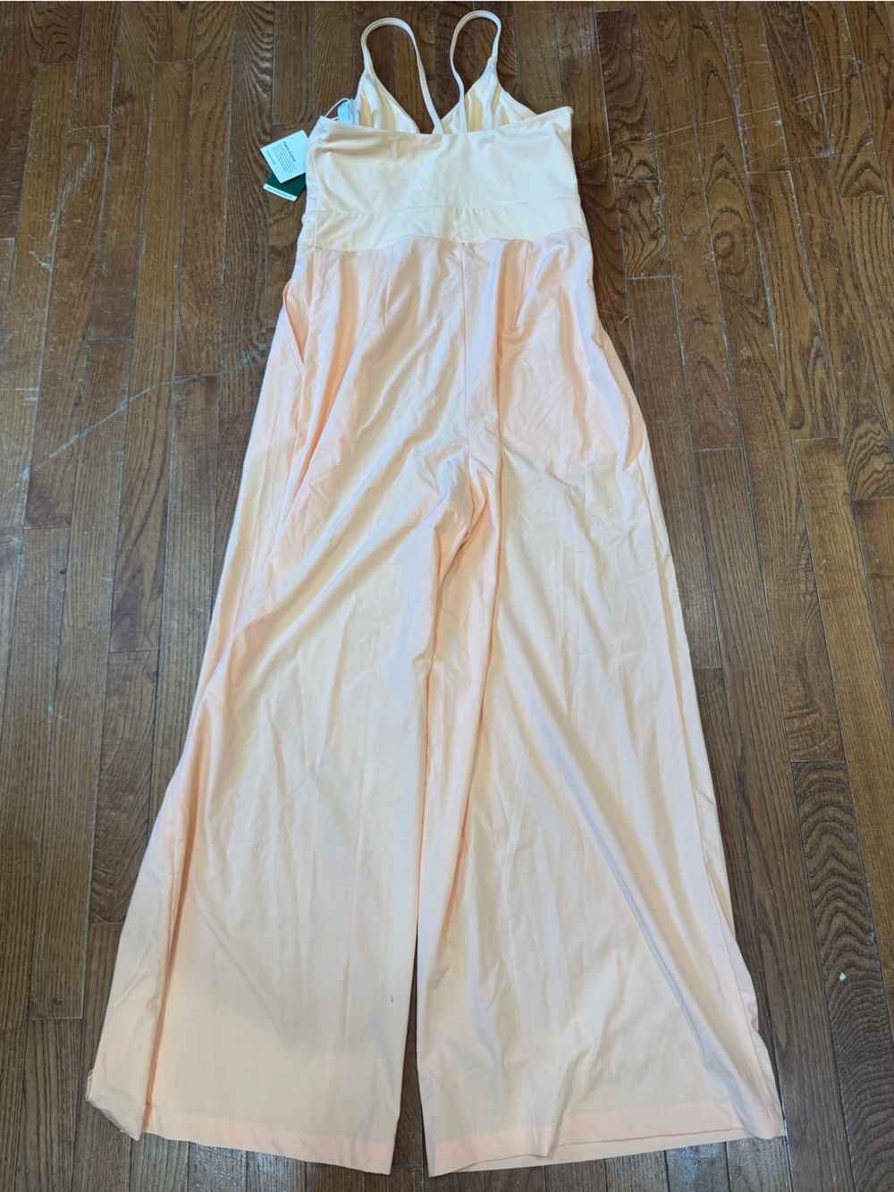 HALARA Peach V-Neck Wide-Leg Spaghetti Strap Jumpsuit - Picture 6 of 11